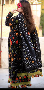 Linen Black Chunri Suit
