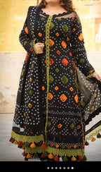 Linen Black Chunri Suit